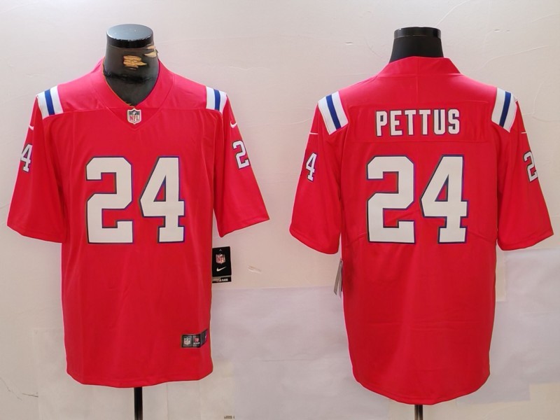 Men's New England Patriots #24 Dell Pettus Red Vapor Limited Football Stitched Jersey